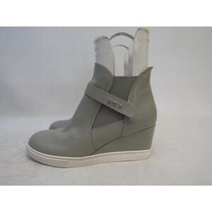 L. Paolo Womens Sz 8 M Gray Leather Wedge Zip Ankle Fashion Boots